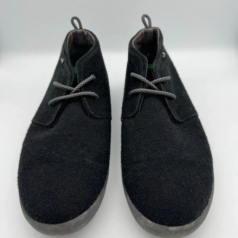Sanuk Walla Chukka Men's 12 Black Felt Textile Lace Up Sidewalk Surfer Shoes